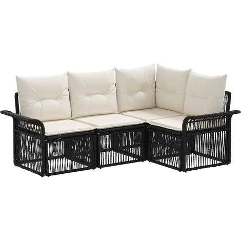 Gartensofa-set 4 pcs Schwarz Poly-Rattan vidaXL