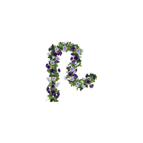 2pcs Guirlandes de Fleurs Artificielles 15,8 Pieds Vigne Rose Fleurs Suspendues en Soie pour Arche de Mariage Fête Maison Jardin Mur Décor (Violet)