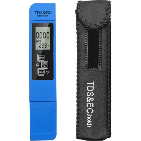 TDS- und EC-Messgerät, tragbarer Kompakt-LCD-Bildschirm, 3-in-1-Teststift für TDS, EC, Temperatur und Wasserqualität für Aquarium und Schwimmbad, Blau (1/3)