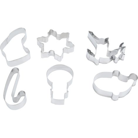 Emporte-Pièce Acier Inoxydable Noël Motifs Festifs Pour Pâtisserie DIY Cuisine 6 Pièces (1/5)