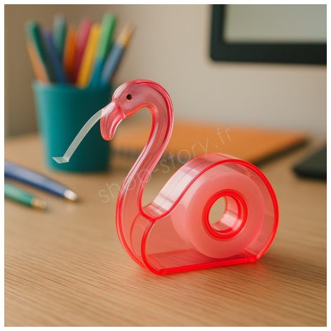 Dévidoir à Main Flamand Rose 10 cm pour Ruban Adhésif avec 1 Rouleau Couleur Aléatoire et Format Compact (1/4)