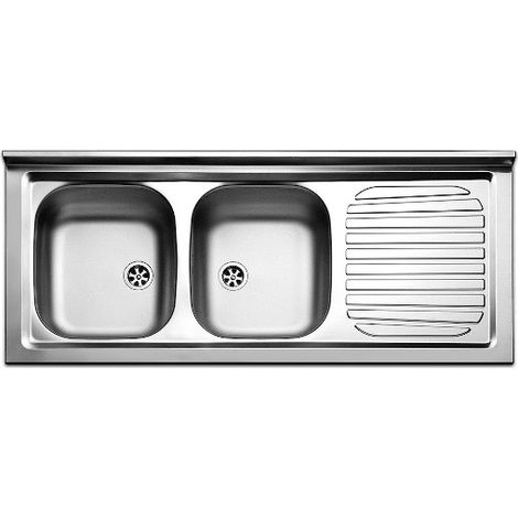 Lavello inox 120 cm da mobile Cromato Gocciolatoio a Destra