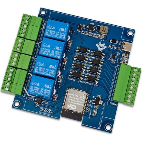 Geeignet für ESP32 Modbus 4-Kanal 9-24V TYPE-C Relaismodule, die RS485-, Wi-Fi-, Bluetooth- und Modbus-Protokolle unterstützen.