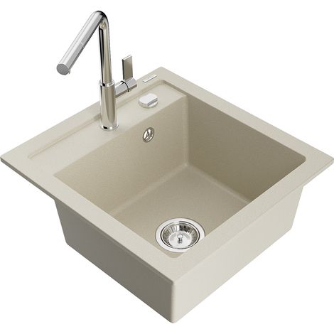 Mexen Vito 1-Becken-Granit-Spüle mit Mischbatterie Flora, Beige - 6503-69-670401-00 (1/5)