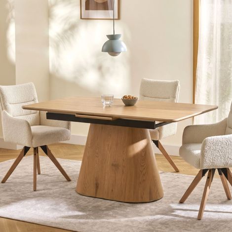 Table à manger extensible 160-200 cm en céramique et effet chêne (1/5)