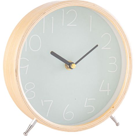 Orologio da tavolo "Lorens" verde chiaro in mdf a batteria Ø 18,5x4,5 cm