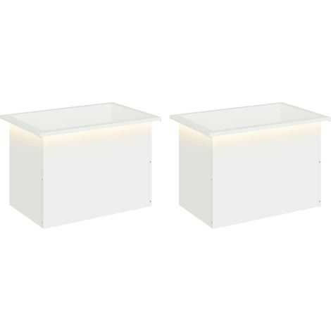 Jardinera para jardín con luces LED 2 uds. Blanco vidaXL
