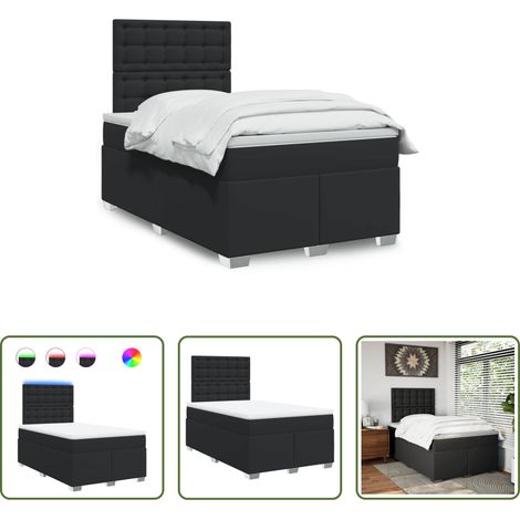 vidaXL Surmatelas - Sommier à lattes de lit matelas Noir 120x200 cm Similicuir (1/5)