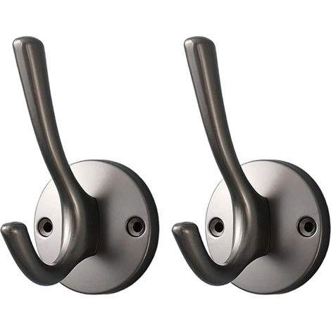 Ganchos de pared, juego de 2 ganchos, ganchos de metal resistentes (gris) (1/4)