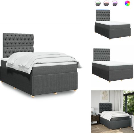 Sommier à lattes de lit avec matelas Gris foncé 120x200cm Tissu - Sommier À Lattes De Lit - Sommiers À Lattes De Lit - Lit - Meuble De Chambre À Coucher (1/5)