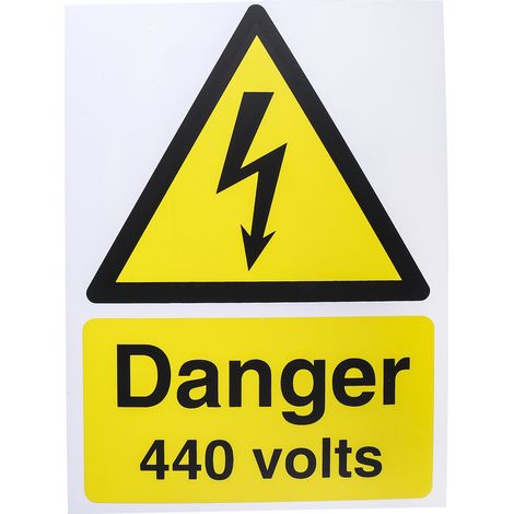 Panneau de danger, avec pictogramme : Danger Electricité " Danger 440 Volts " ( Prix pour 1 )