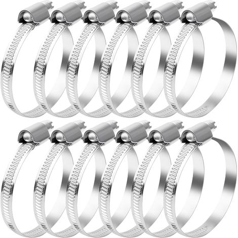 12 Pièces Collier de Serrage Inox（40-60mm）Tuyau Ajustable Acier Inoxydable Collier Serrage Métallique pour la Plomberie, l'Automobile et les Applications Mécaniques Collier Serrage Inox (1/5)