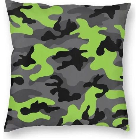 Taie D'oreiller Coton Linen Motif Camouflage Double Face - Pour Canapé Lit Chaise Bureau Voiture Intérieur Extérieur - 40x40 cm (1/5)