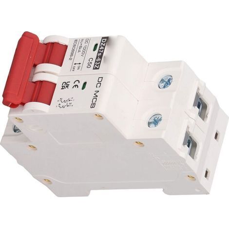Disjoncteur Miniature SG DC 2P 50A DC1000V 6000A Capacité de Rupture DIN Rail Mount Fast Arc Extinction pour Système Solaire PV DZ47s 63Z C50 (1/4)