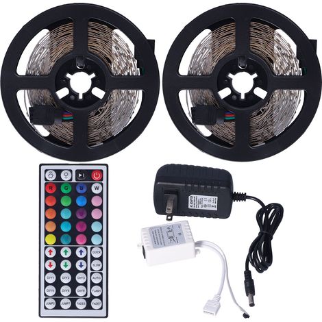 Ruban LED RGB 600LED 10m USB avec télécommande 44 touches pour décoration fond TV maison, prise US 100-240V (1/5)
