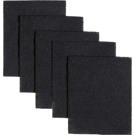 Lot de 5 filtres à charbon pour hottes de cuisine — Mousse de polyuréthane noire avec charbon actif, compatible avec le modèle Broan-NuTone BP58 pour ventilateurs sans conduit (1/4)