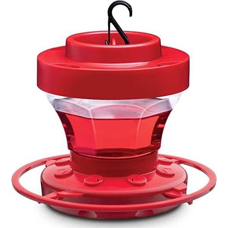 Mangiatoia per colibrì con 8 aperture per l'alimentazione, 3,9 x 3,9 x 3,5 pollici, con ganci rimovibili, adatta da appendere in giardini, fattorie e come decorazione per esterni, rossa.