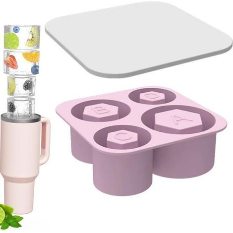 Stanley-Cup-Eiswürfelform, Silikon + Deckel, zum Kühlen von Whisky, Cocktails, Kaffee, BPA-frei (Pink) (1/5)