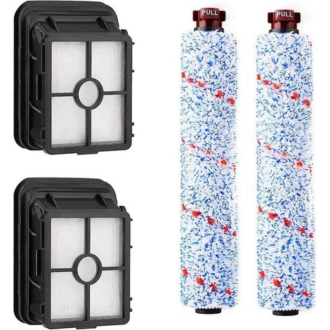 Rouleau de brosse multi-surfaces et pièces de rechange pour filtre d'aspirateur pour aspirateurs - paquet de 4 (1/5)