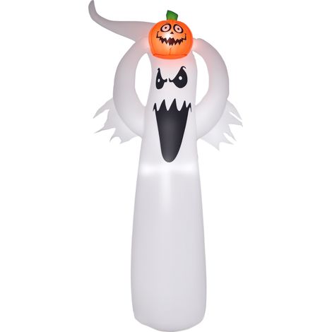 Décoration Halloween Ghost 1,8 m avec LED Polyester blanc + orange 80 x 40 x 180 cm (1/5)