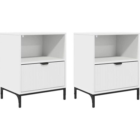 Maison Exclusive - Armario de Noche con cajón 2 pcs Blanco 49 x 3