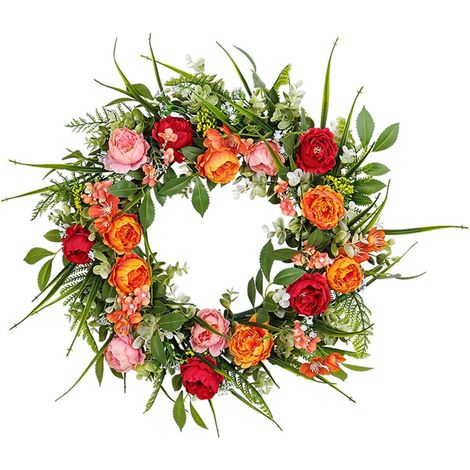 Corona de peonías artificiales – decoración de primavera/navidad, bodas y hogar