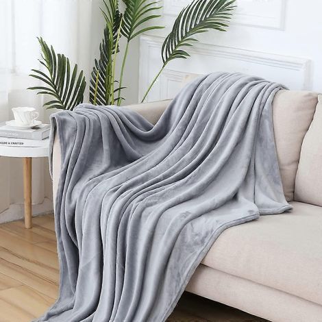 Couverture polaire grise, format queen - Douce, moelleuse et luxueuse en feutre microfibre, 90 x 60 pouces (Gris) (1/5)