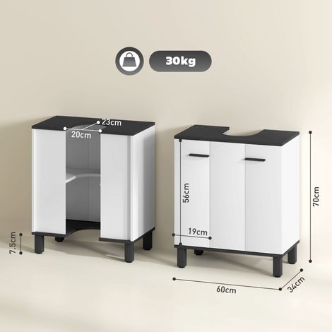 Modern Under-Sink Bathroom Cabinet - High Gloss White