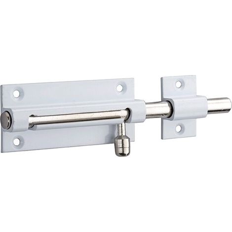 Targette pour porte de meuble, laiton poli blanc, pêne Ø 8mm, 70x30mm - (1/2)