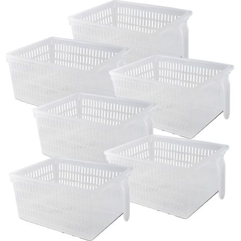 rangement pour réfrigérateur - JUANIO - Lot de 6 - Effet maille - Poignée - Compatible congélateur (1/4)