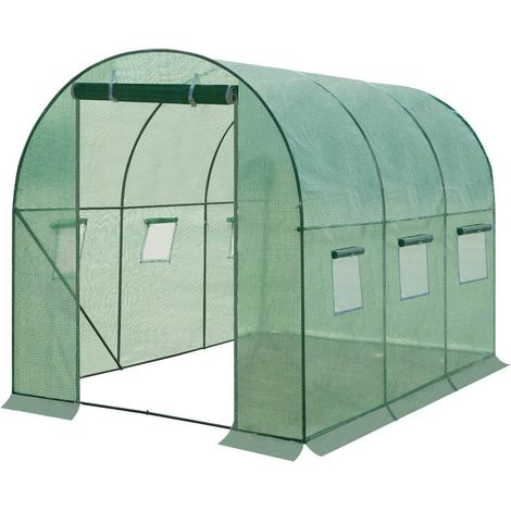 Serre de jardin en acier galvanisé avec couverture PE-Mesh, 300x200x190 cm, verte (1/5)