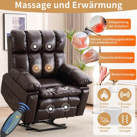 Fauteuil relax électrique à double moteur, avec releveur d'aide au lever, inclinable pour salon, canapé mono multifonctionnel, tissu brun grande taille. (1/5)
