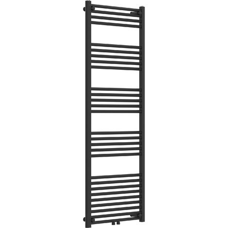 Radiateur sèche-serviettes chauffage salle de bain acier 160 x 60 cm noir (1/5)