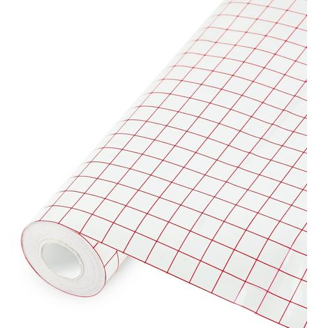 Transfer Film - Vinyle Transferfolie 30,5 cm x 500 cm - Pour Stickers Vitre Auto Mural - Grille Rouge 1,2 cm - 1 Rouleau