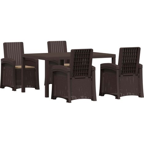 Maison Exclusive - Zahradní jídelní souprava 5 ks Hnědá a taupe PP (1/5)