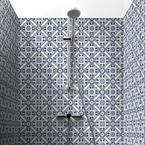 Sticker Mural Carrelage adhésif Cuisine Salle de Bain - 60 STICKERS CARRELAGES AZULEJOS MIKAELA - 60stickers10x10cm (1/5)
