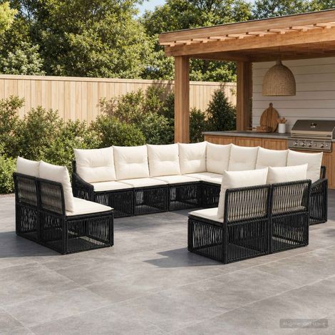 Set Divano da Giardino 11 pcs Nero polyrattan vidaXL (1/5)