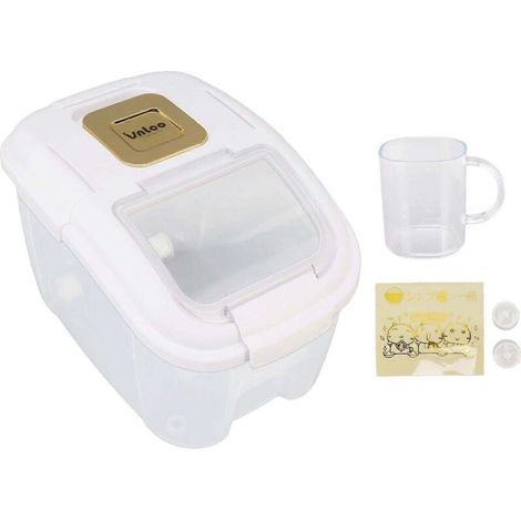 Boîte de conservation du riz avec couvercle transparent, anti-insectes, grande capacité, fermeture hermétique, blanche, 5 kg (1/5)