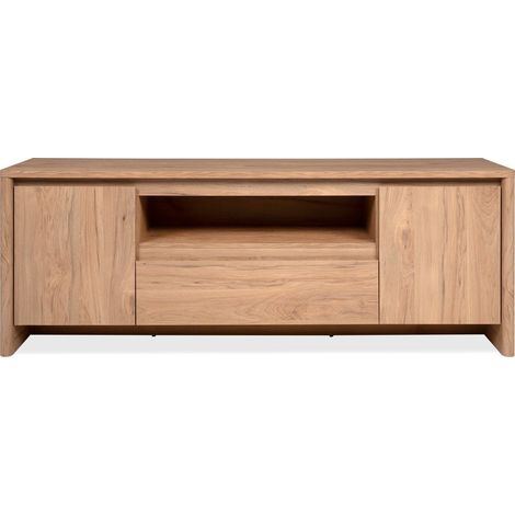 Meuble TV 2 portes 1 tiroir effet bois 163 cm - Luis