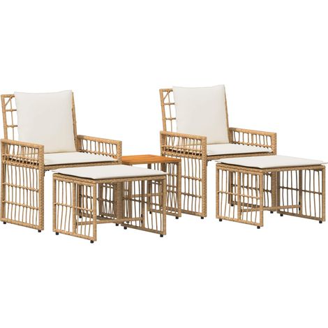 Juego de muebles de exterior 5 pcs Natural y Crema vidaXL