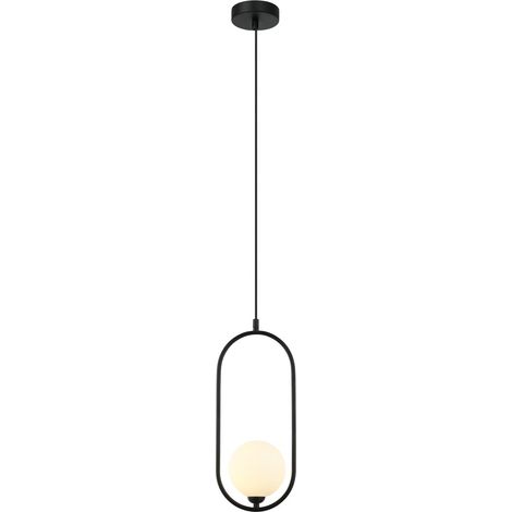 Lampada a sospensione Italux Lupus nera sfera vetro Ø11cm (1/3)