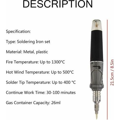 Fer à souder au butane - Fer à souder à gaz 10 en 1 Kit Auto-allumage professionnel Polyvalent pour réparation Fabrication de bijoux Modèle de brasage Cartes de circuit imprimé (1/5)