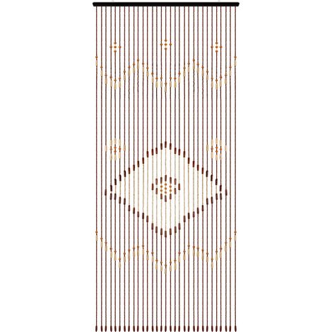 Rideau de perles en bois - 31 cordes - 208x90 cm - Marron - Sans assemblage - Pour porte, fenêtre, décoration murale (1/5)