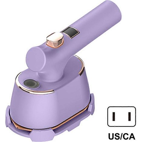 Mini défroisseur vapeur portable - Fer à repasser portable pour vêtements secs et humides avec poignée pliable, micro-fer à vapeur professionnel pour la maison et les voyages, prise américaine, violet (1/5)
