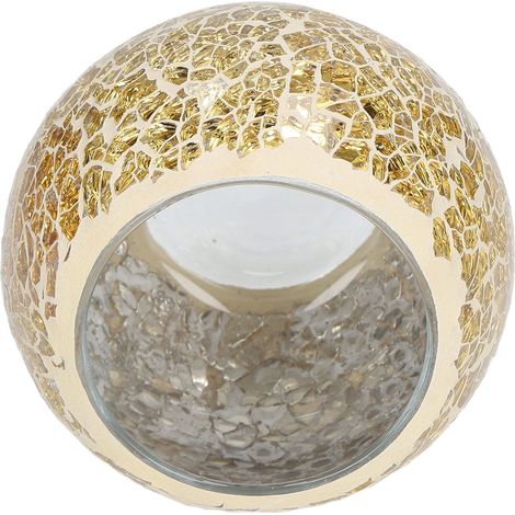 Ce bougeoir en verre de style européen, orné d'une mosaïque dorée, convient aux réunions de famille et aux décorations d'anniversaire. (1/5)