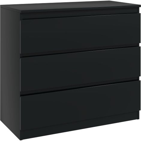 Stylish Black Chest with Three Spacious Drawers for Organized Storage Solutions