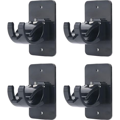 Lot de 4 fixations pour tringle à rideaux, adaptées aux tringles d'un diamètre de 40 mm ou moins, noires. (1/5)