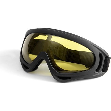 Lunettes de protection coupe-vent pour activités de plein air – Cyclisme, usage tactique, anti-poussière et ski – Lunettes de protection unisexes – Verres jaunes (1/3)