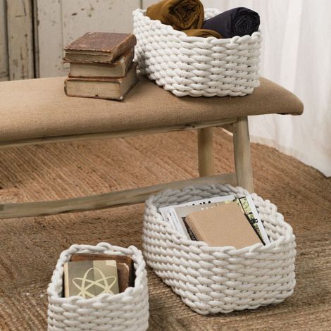 Today Paniers en corde blanc lot de 3 tailles variées (1/3)