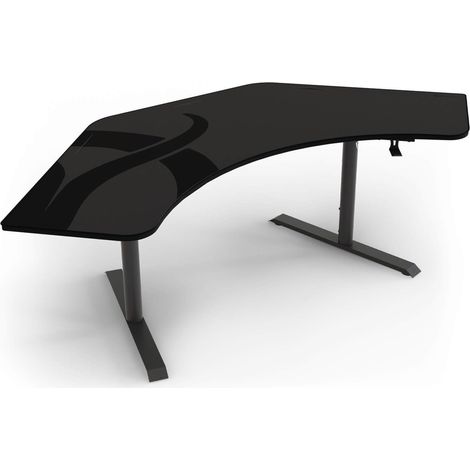Bureau Gaming en L avec Surface Mouse-Pad complète, Hauteur réglable 71-81 cm, Gestion des câbles et Support moniteurs. Surface Lavable - GM (1/5)